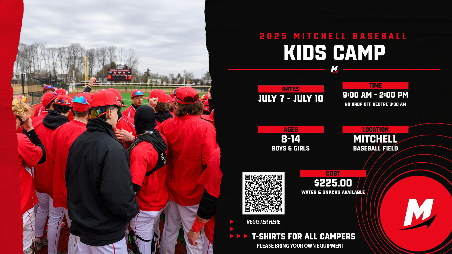 Dates Announced for Mitchell Baseball Camp