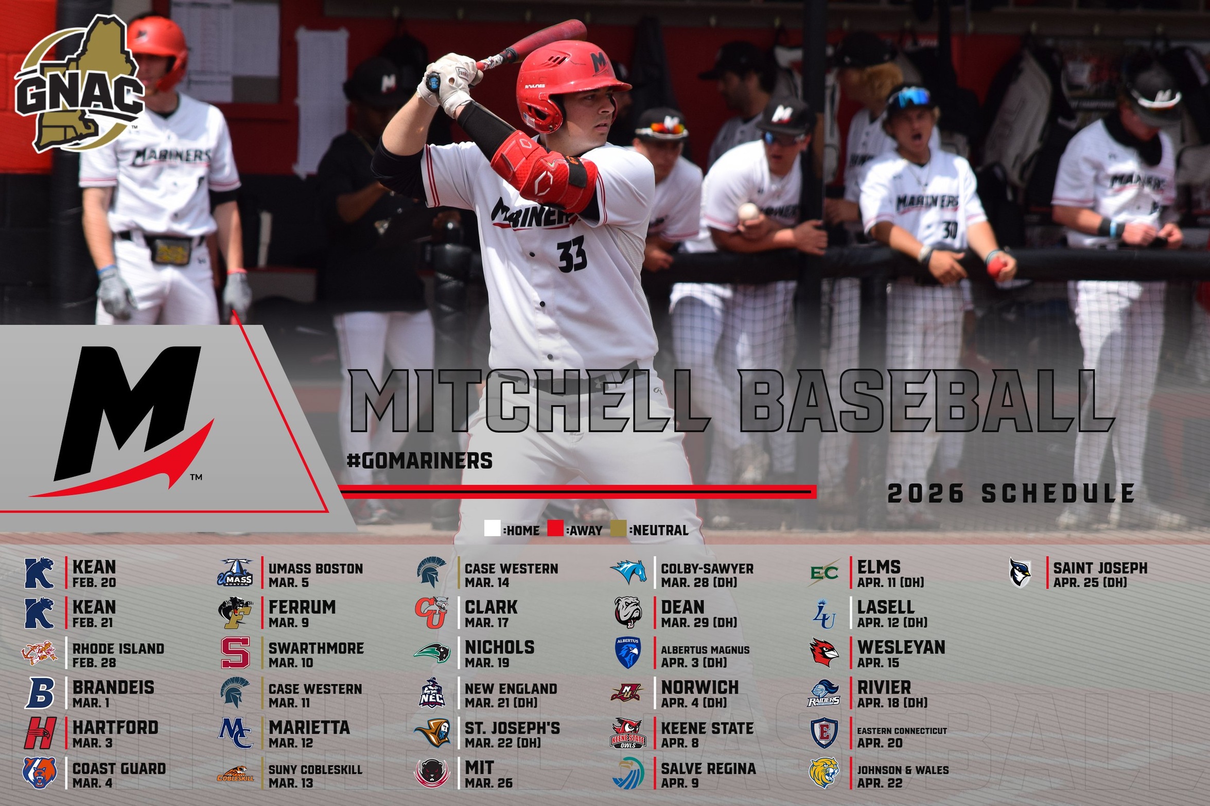 Mitchell Baseball Picked First in GNAC Preseason Poll, Eyes 2026 Season